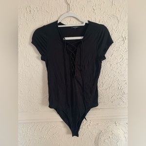 Black Lace-Up Bodysuit
